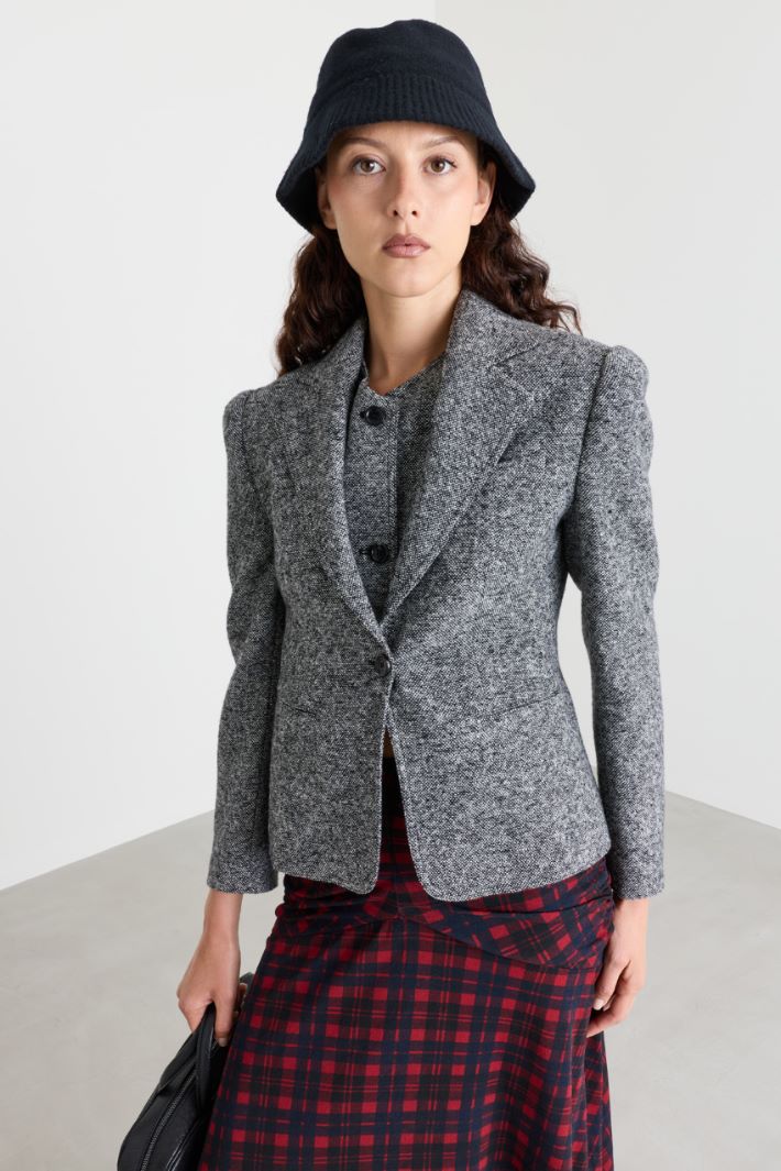 Tweed blazer with breast pocket - GREY - Intrend - 2