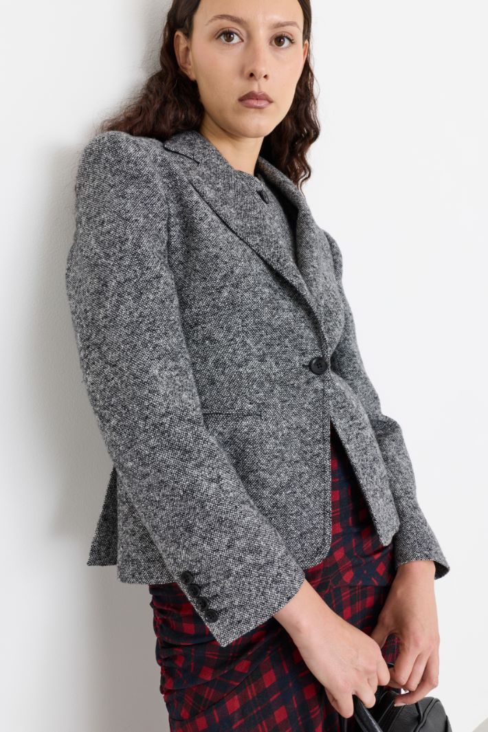 Tweed blazer with breast pocket - GREY - Intrend - 3