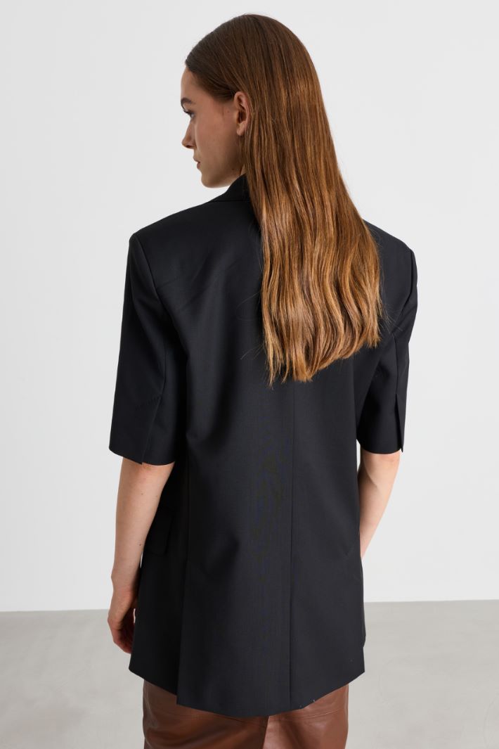 Short-Sleeved Blazer - BLACK - Intrend - 4