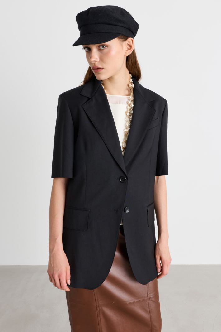 Short-Sleeved Blazer - BLACK - Intrend - 2