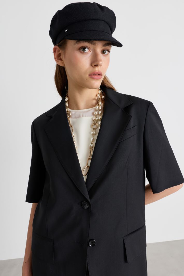 Short-Sleeved Blazer - BLACK - Intrend - 3