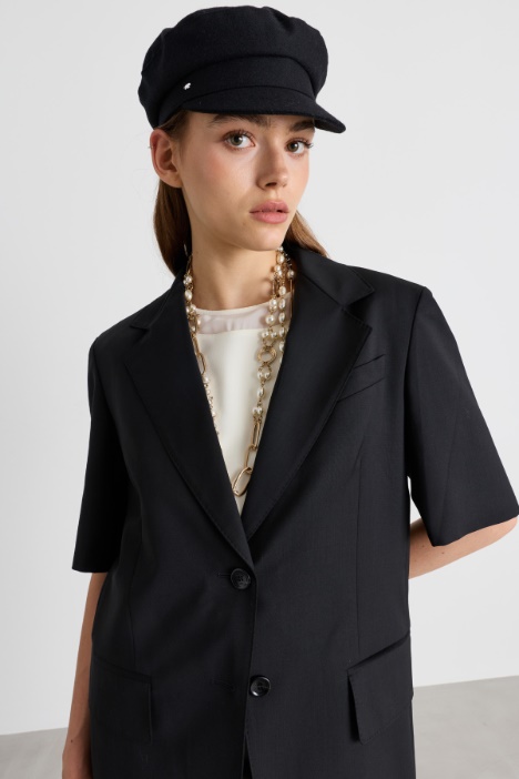 Blazer in tela di pura lana a manica corta