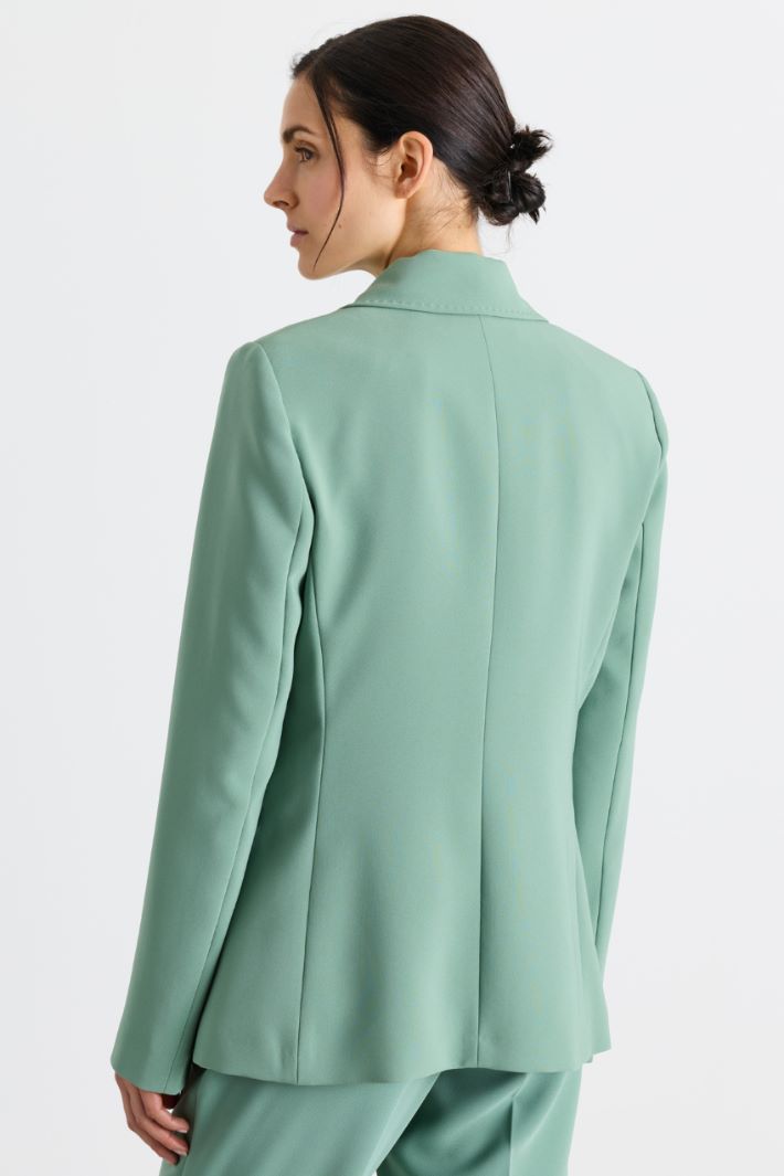 Double-breasted cady blazer - GREEN - Intrend - 4