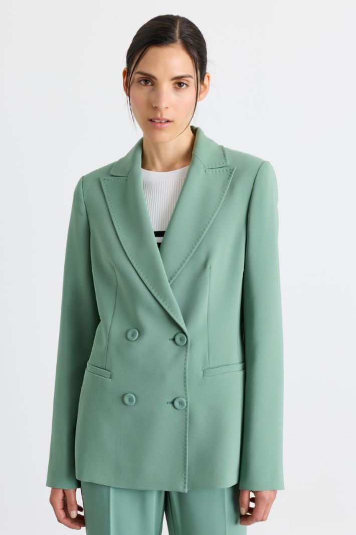 Double-breasted cady blazer - GREEN - Intrend - 2