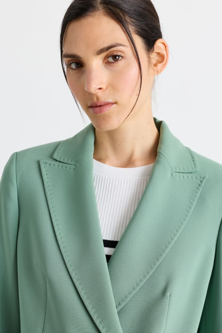 Double-breasted cady blazer - GREEN - Intrend - 3