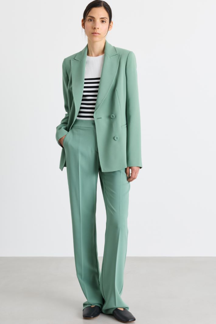 Double-breasted cady blazer - GREEN - Intrend