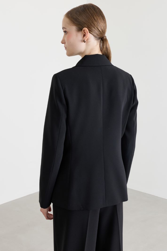 Double-breasted cady blazer - BLACK - Intrend - 4