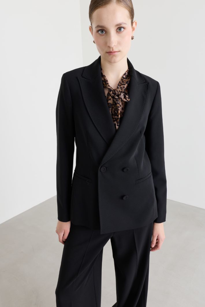 Double-breasted cady blazer - BLACK - Intrend - 2