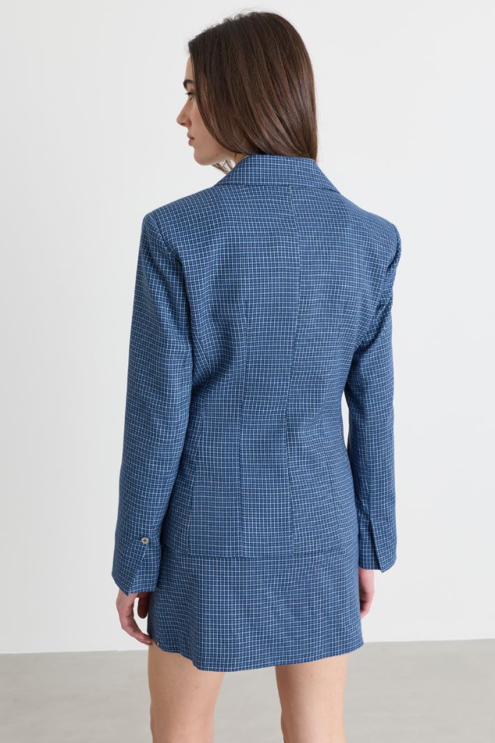 Slim Double-Breasted Blazer - BLUE - Intrend - 4