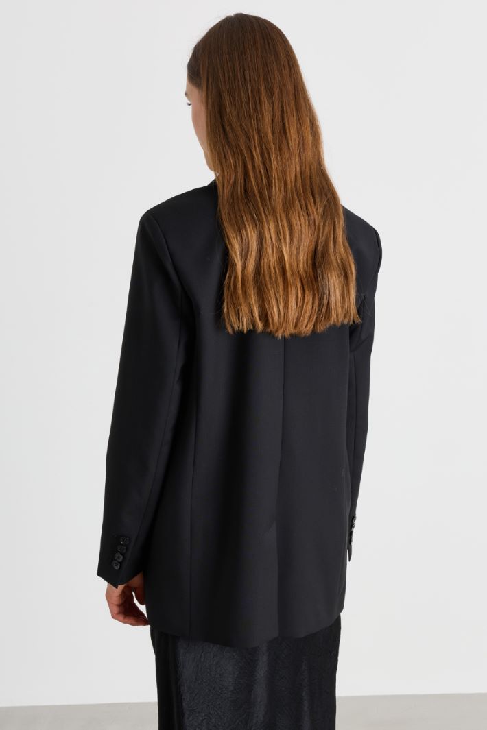 Blazer in tela con cintura - NERO - Intrend - 4