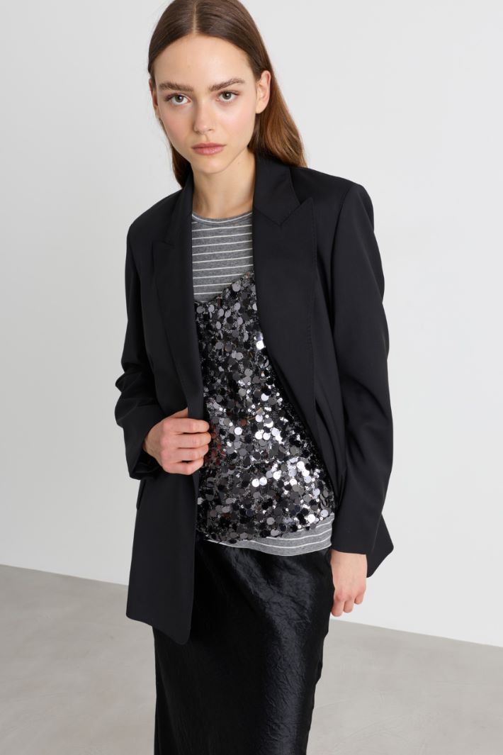 Blazer in tela con cintura - NERO - Intrend - 2