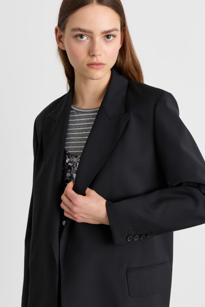 Blazer in tela con cintura - NERO - Intrend - 3