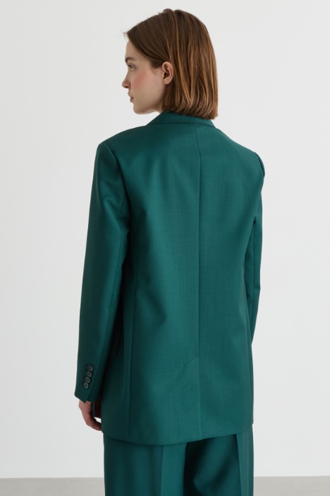 Blazer in tela di pura lana con cintura