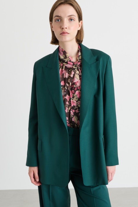 Belted wool canvas blazer - Intrend