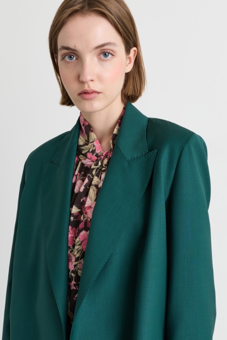 Blazer in tela di pura lana con cintura