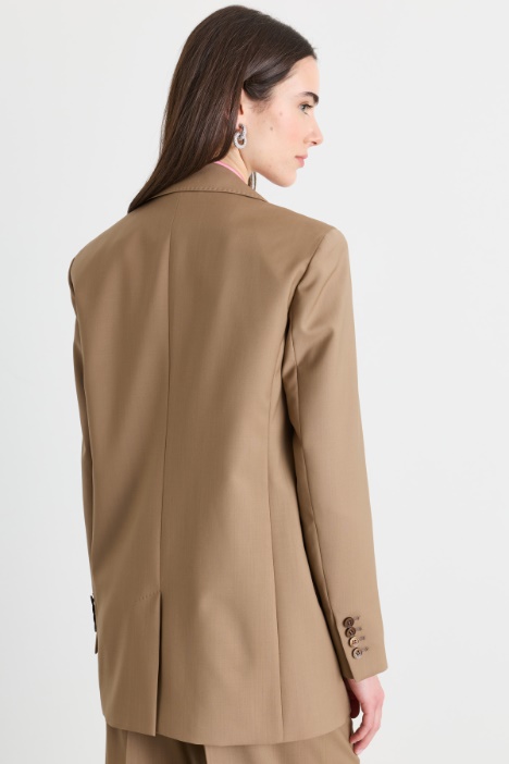 Blazer in tela di pura lana con cintura