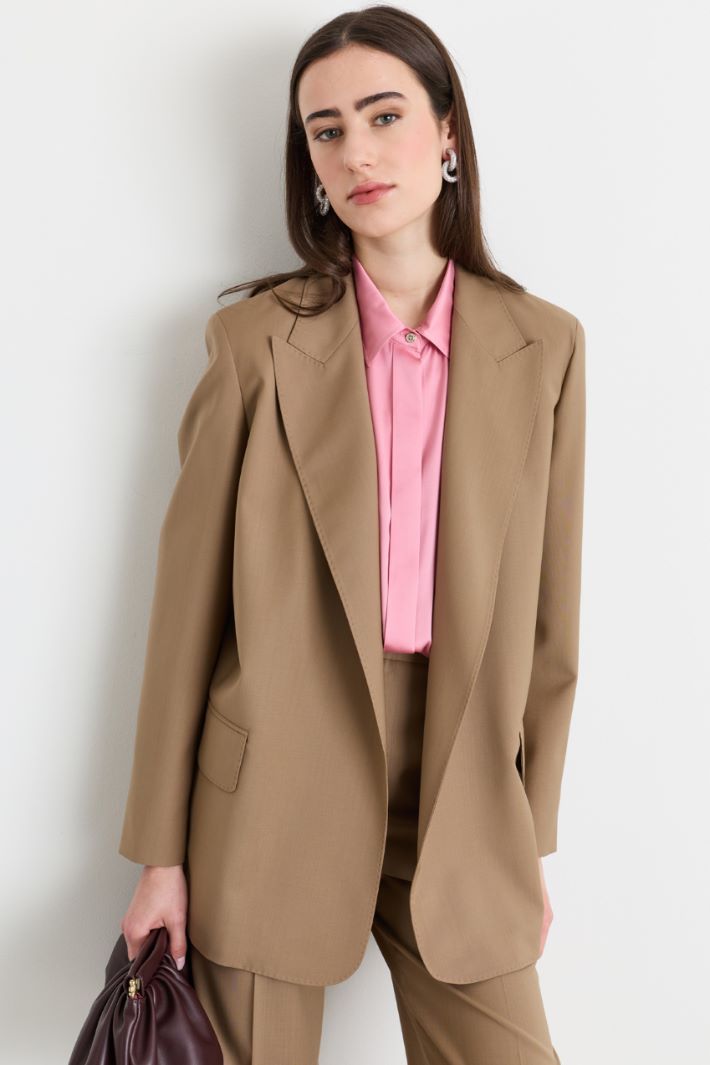 Blazer in tela con cintura - CAMMELLO - Intrend - 2