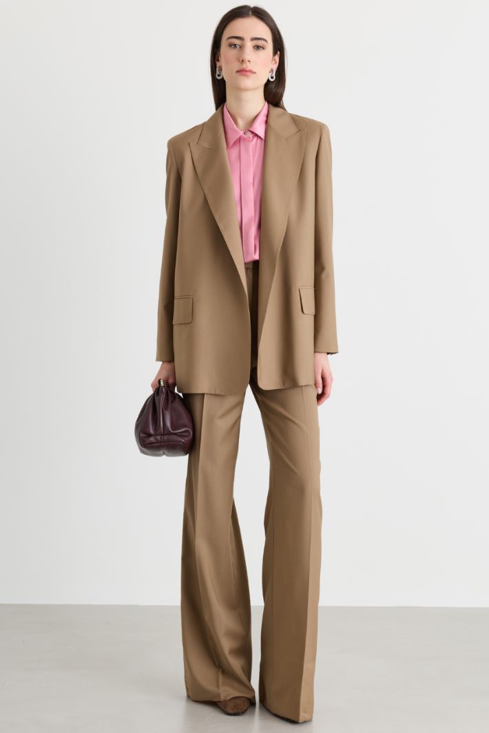 Blazer in tela con cintura - CAMMELLO - Intrend