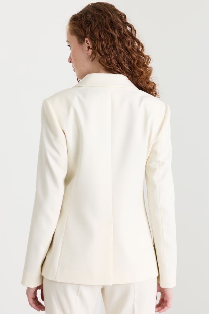 Slim Single-Breasted Blazer - WHITE - Intrend - 4