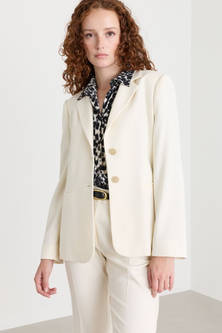 Slim Single-Breasted Blazer - WHITE - Intrend - 2