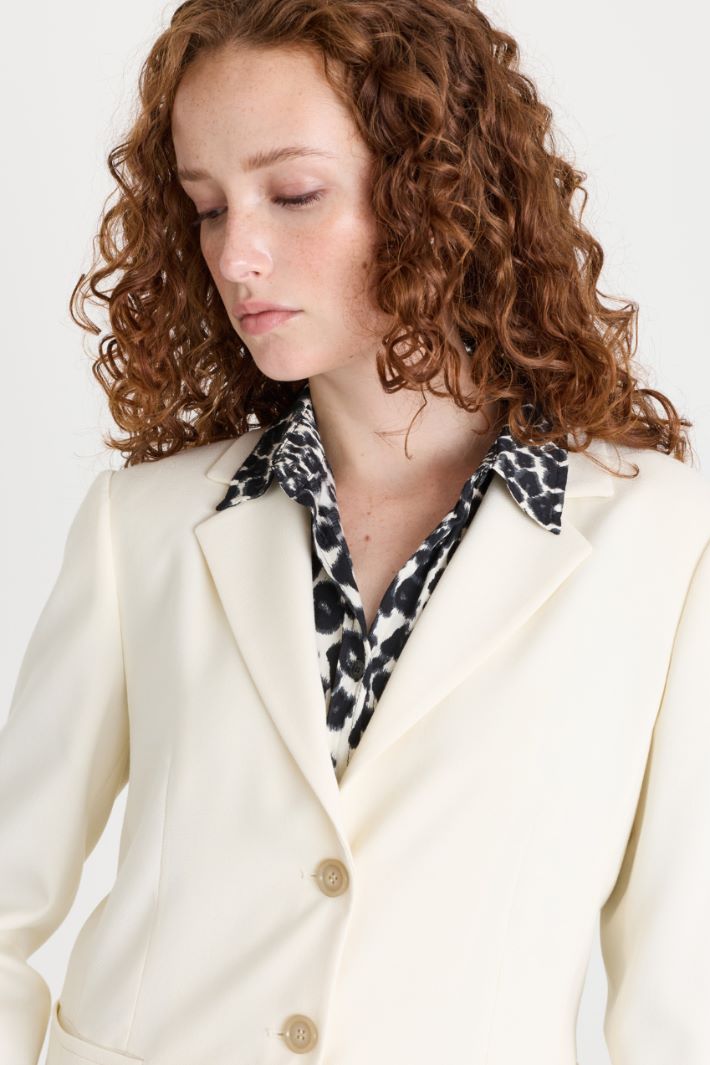 Slim Single-Breasted Blazer - WHITE - Intrend - 3