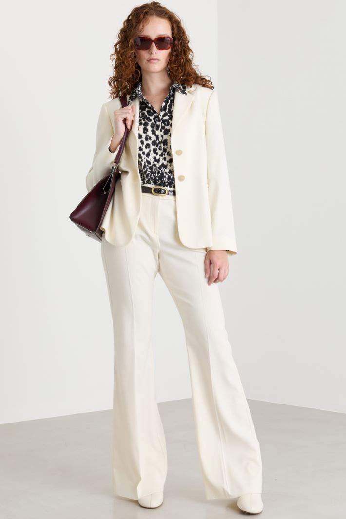 Slim Single-Breasted Blazer - WHITE - Intrend
