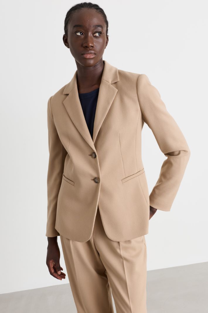 Slim Single-Breasted Blazer - CAMEL - Intrend - 2