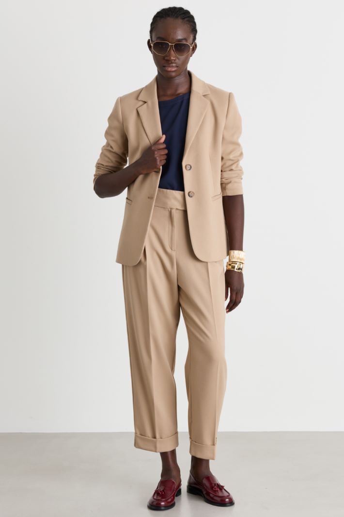 Slim Single-Breasted Blazer - CAMEL - Intrend