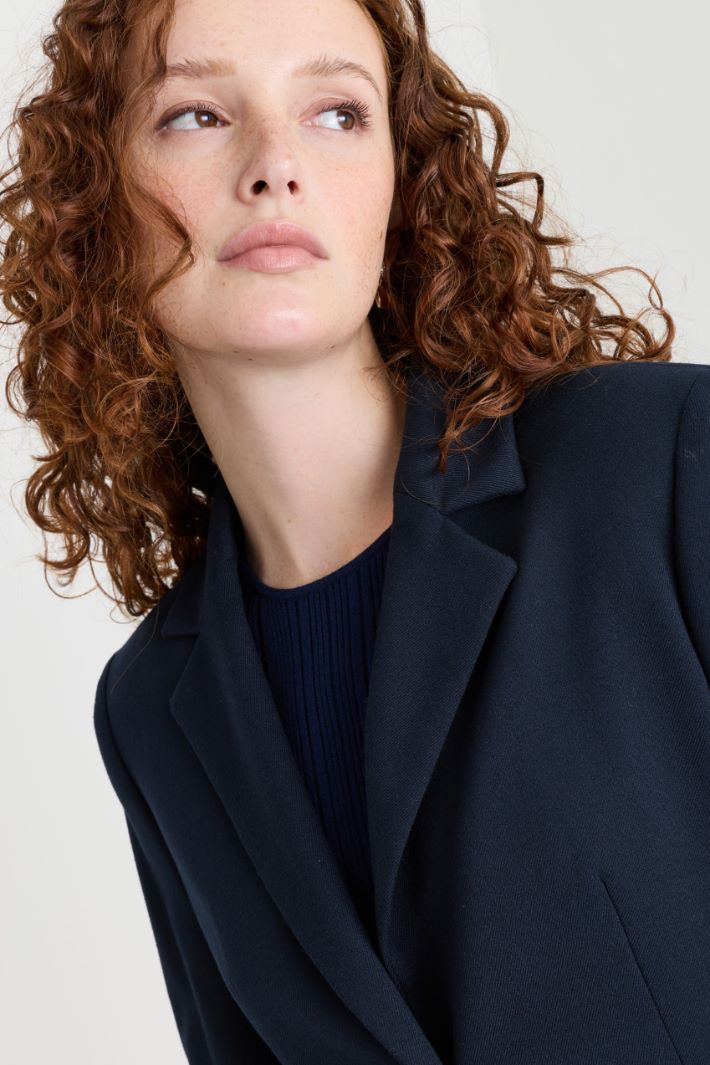 Slim Single-Breasted Blazer - BLUE - Intrend - 3
