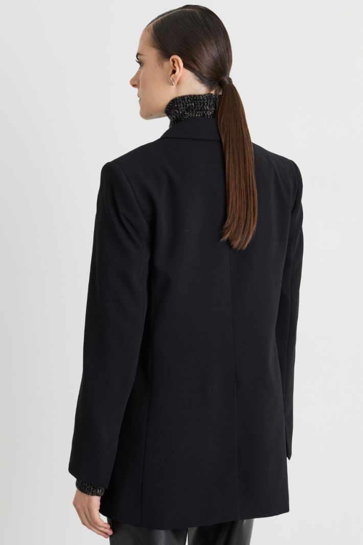 Blazer doppiopetto in raso opaco - NERO - Intrend - 4