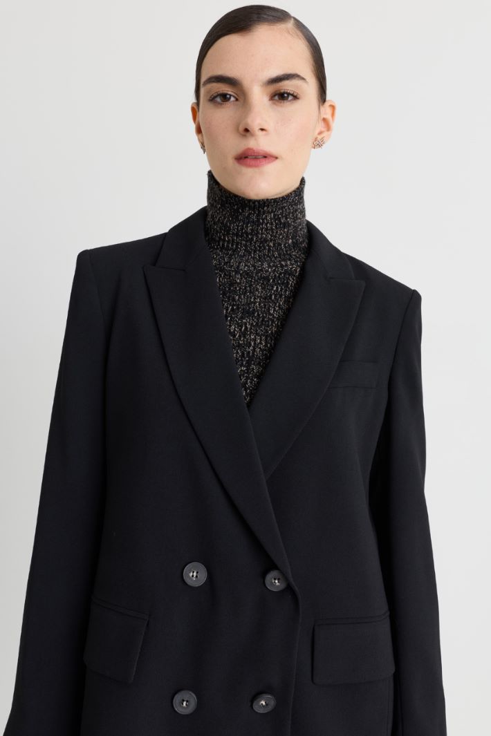 Blazer doppiopetto in raso opaco - NERO - Intrend - 3
