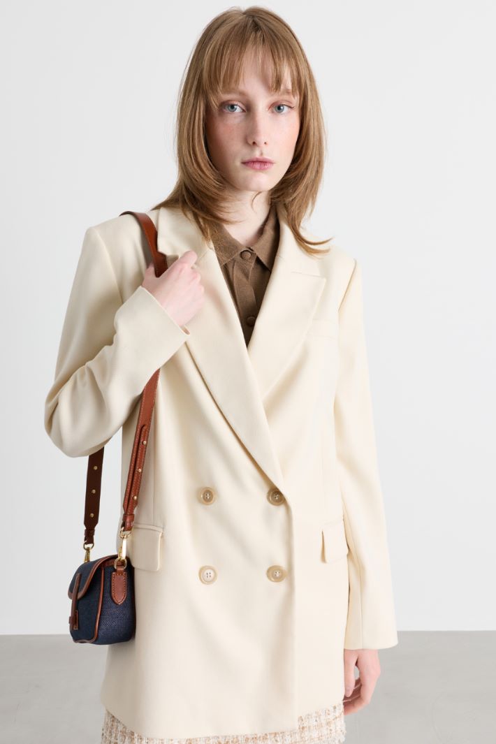 Relaxed double-breasted blazer - WHITE - Intrend - 2