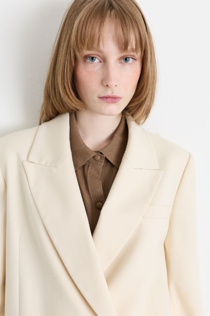 Relaxed double-breasted blazer - WHITE - Intrend - 3