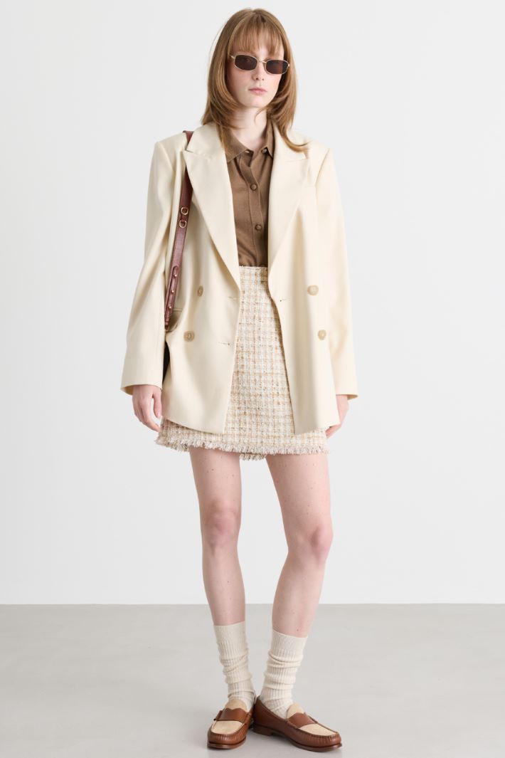 Relaxed double-breasted blazer - WHITE - Intrend