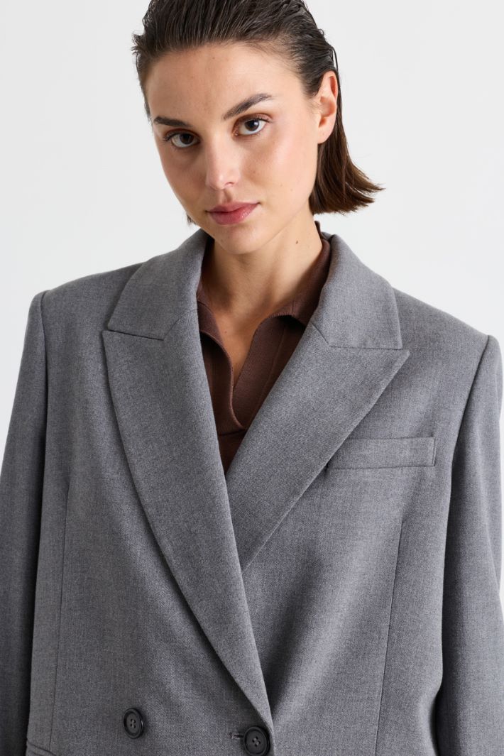 Relaxed double-breasted blazer - GREY - Intrend - 3