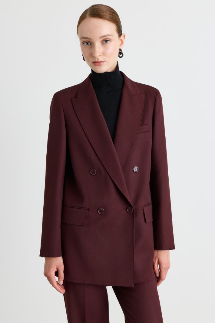 Longline double-breasted blazer - BORDEAUX - Intrend - 2
