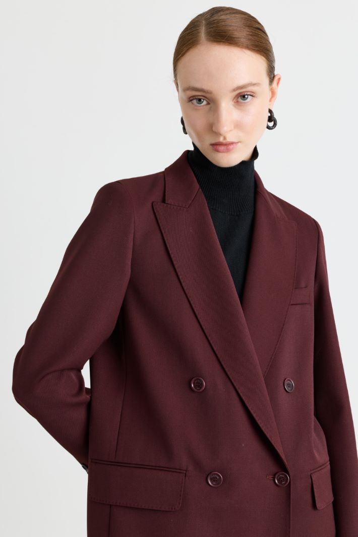 Longline double-breasted blazer - BORDEAUX - Intrend - 3