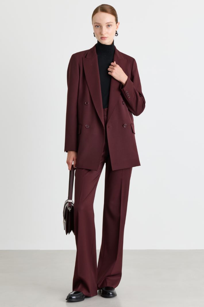 Longline double-breasted blazer - BORDEAUX - Intrend