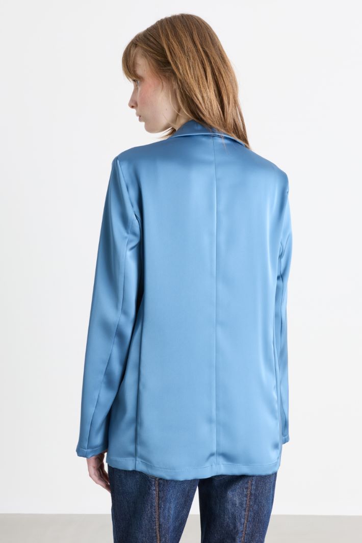 Blazer in raso fluido - AZZURRO - Intrend - 4