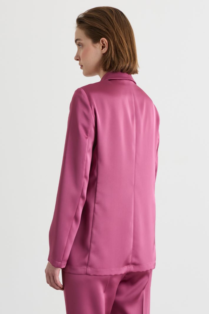 Flowing satin blazer - PINK - Intrend - 4