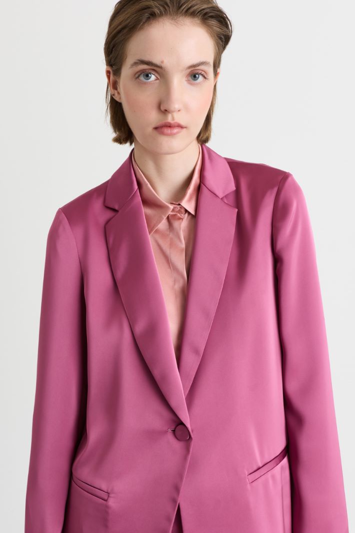 Flowing satin blazer - PINK - Intrend - 3