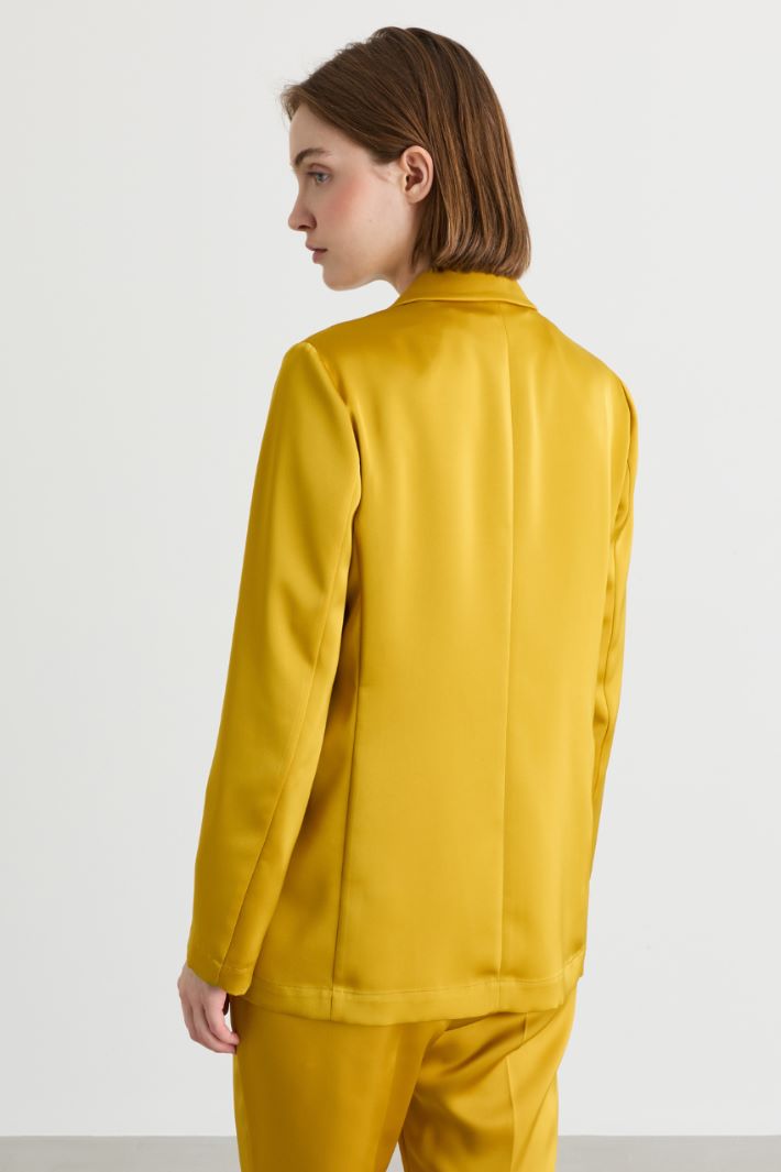 Flowing satin blazer - YELLOW - Intrend - 4