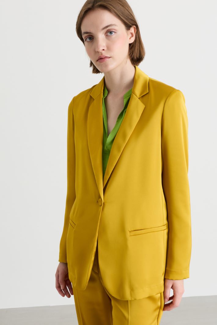 Flowing satin blazer - YELLOW - Intrend - 2