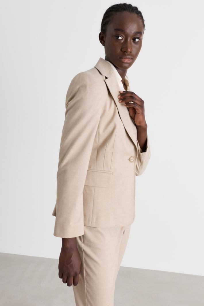Slim-fit one-button blazer - BEIGE - Intrend - 2
