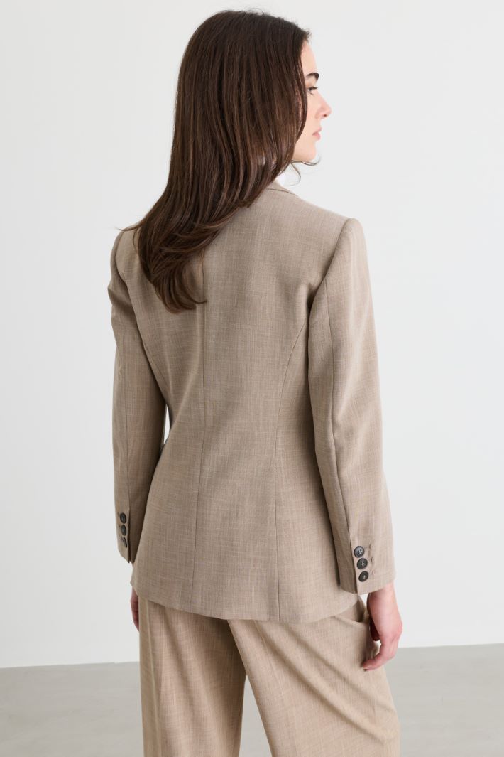 Blazer gessato con bottone singolo - BEIGE - Intrend - 4