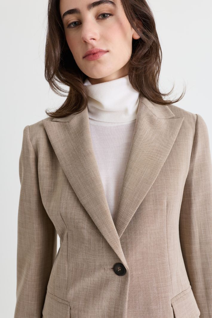 Blazer gessato con bottone singolo - BEIGE - Intrend - 3