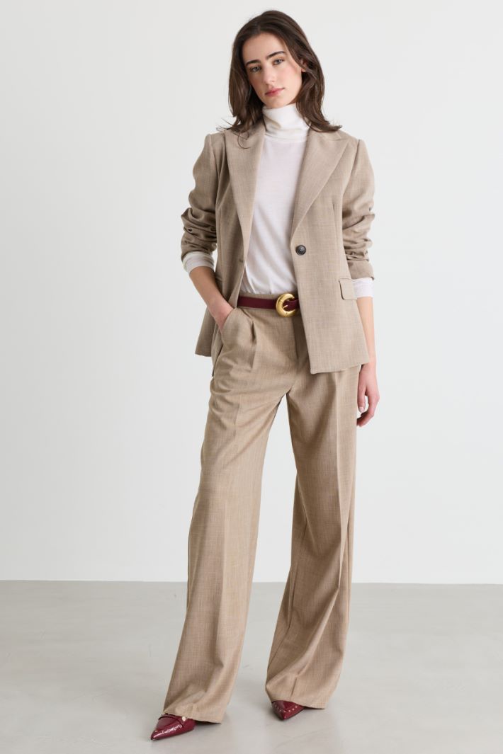 Blazer gessato con bottone singolo - BEIGE - Intrend
