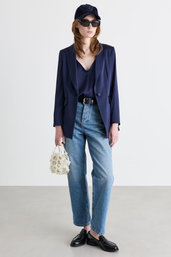 Blazer con bottone singolo - BLU - Intrend