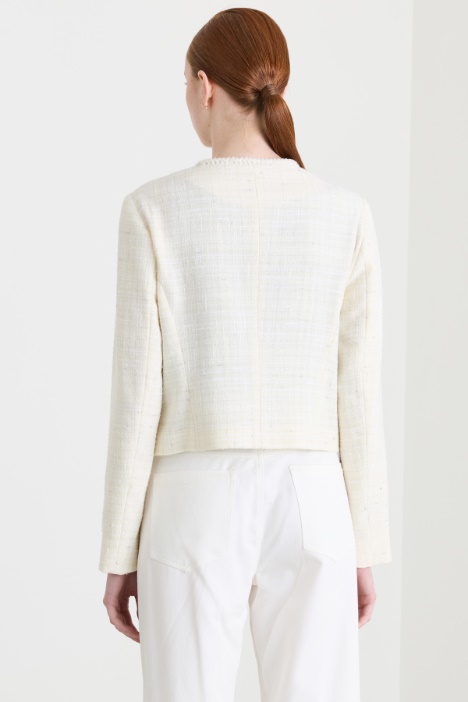 Giacca slim in stuoia di misto cotone