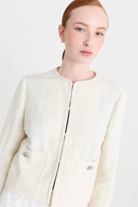 Giacca slim in stuoia di misto cotone